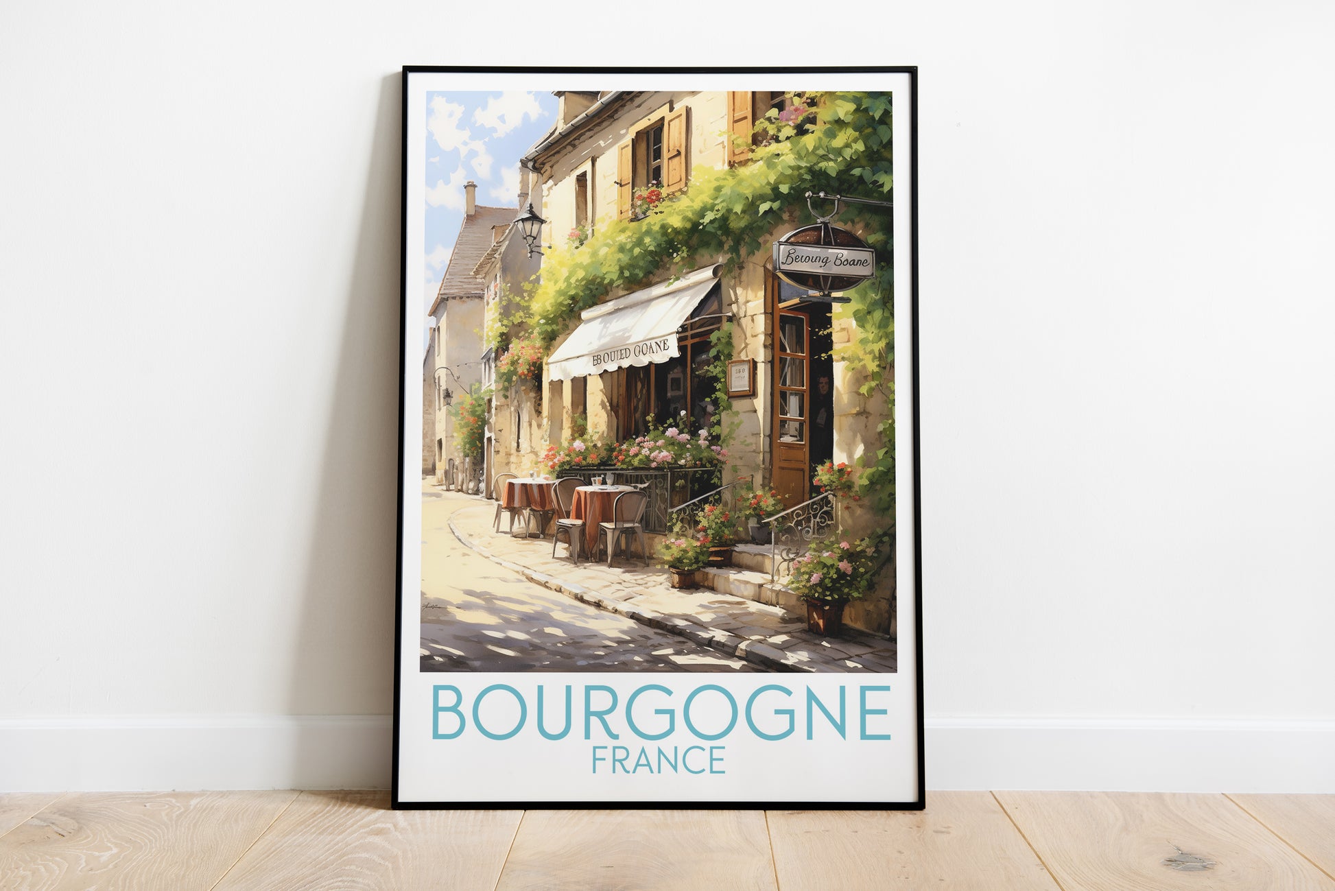 bourgogne travel poster on the ground france