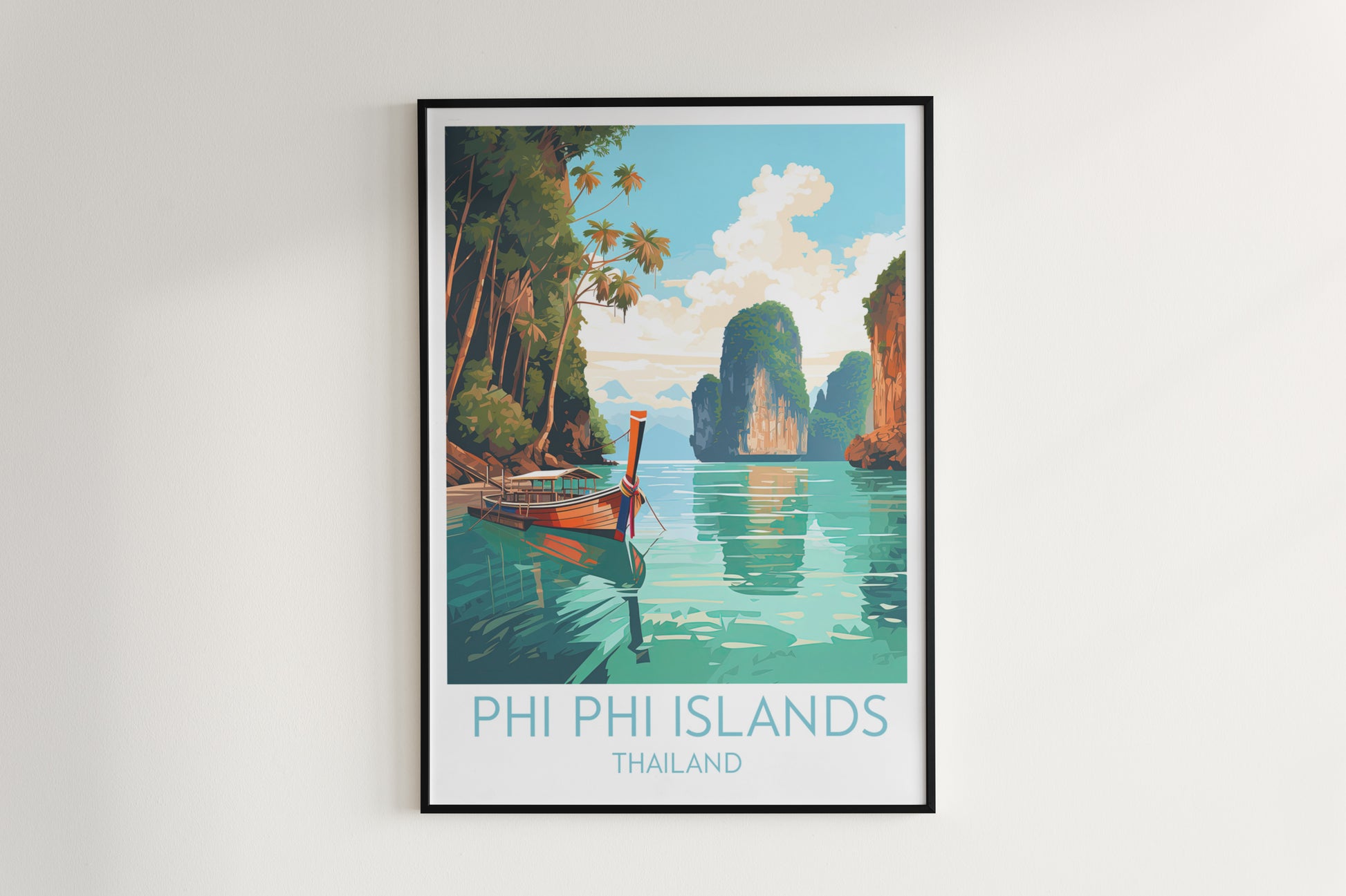 phi phi islands travel poster hanged on the wall thailand