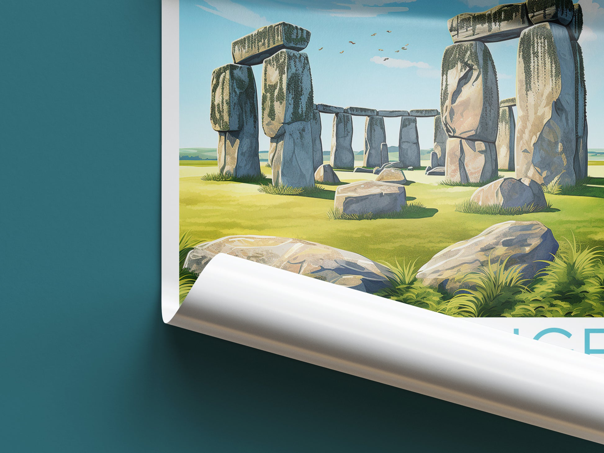 stonehenge travel poster roll up united kingdom