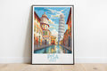 pisa travel poster on the ground italy