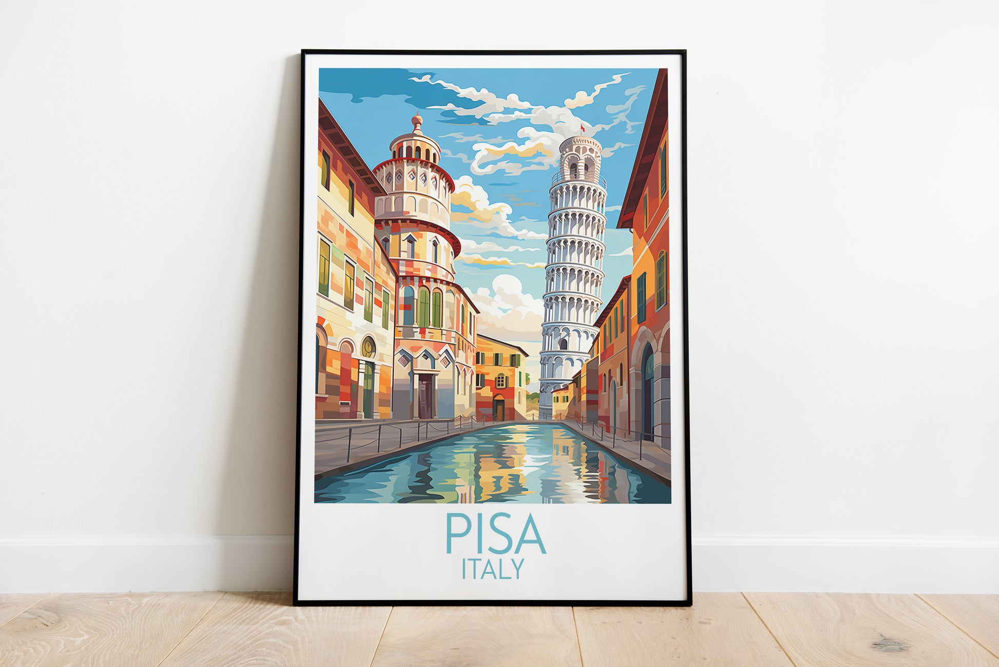 pisa travel poster on the ground italy