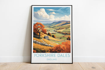 yorkshire dales travel poster on the ground england