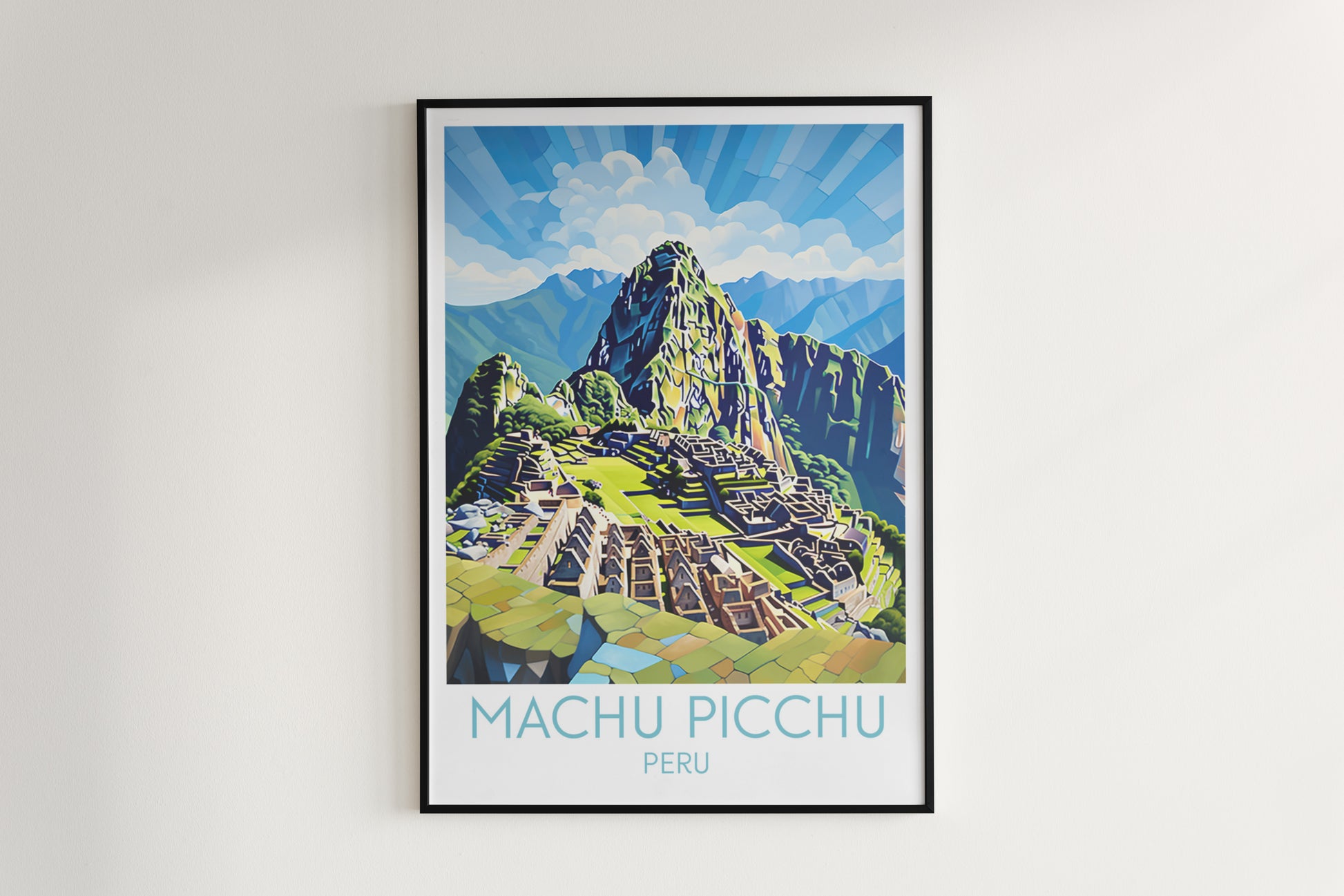 machu picchu travel poster hanged on the wall peru