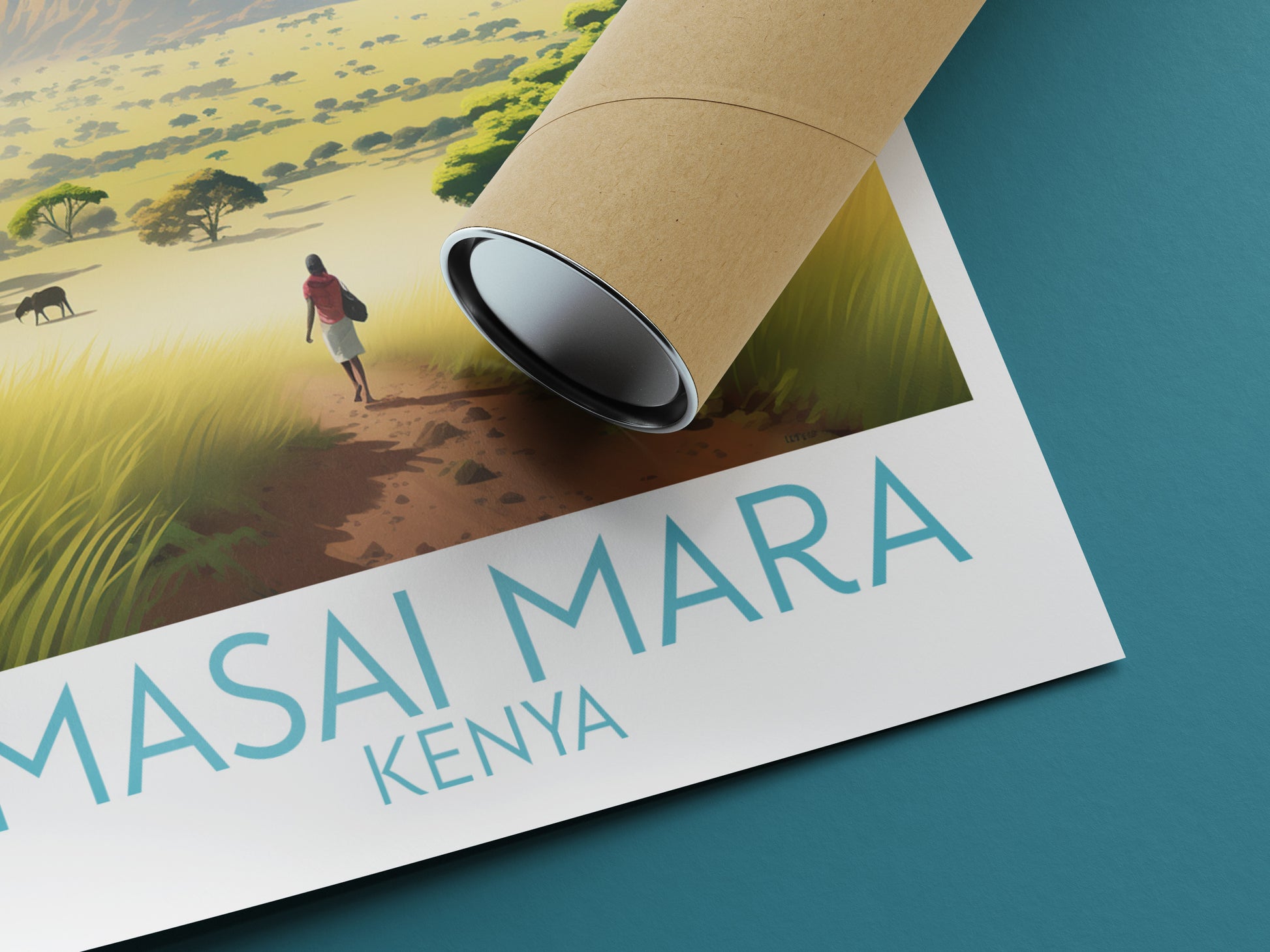 masai mara travel poster rolled kenya