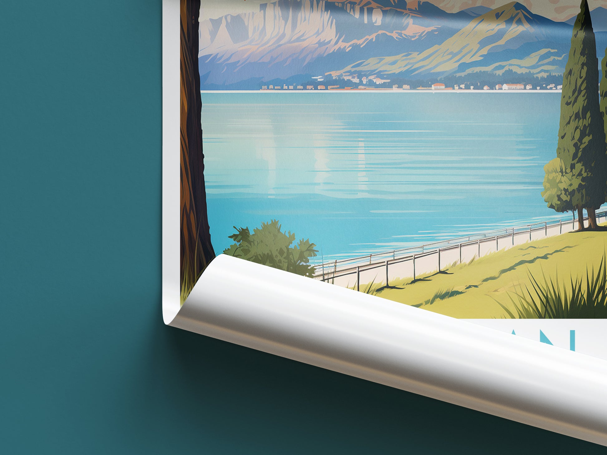 lac leman travel poster roll up switzerland