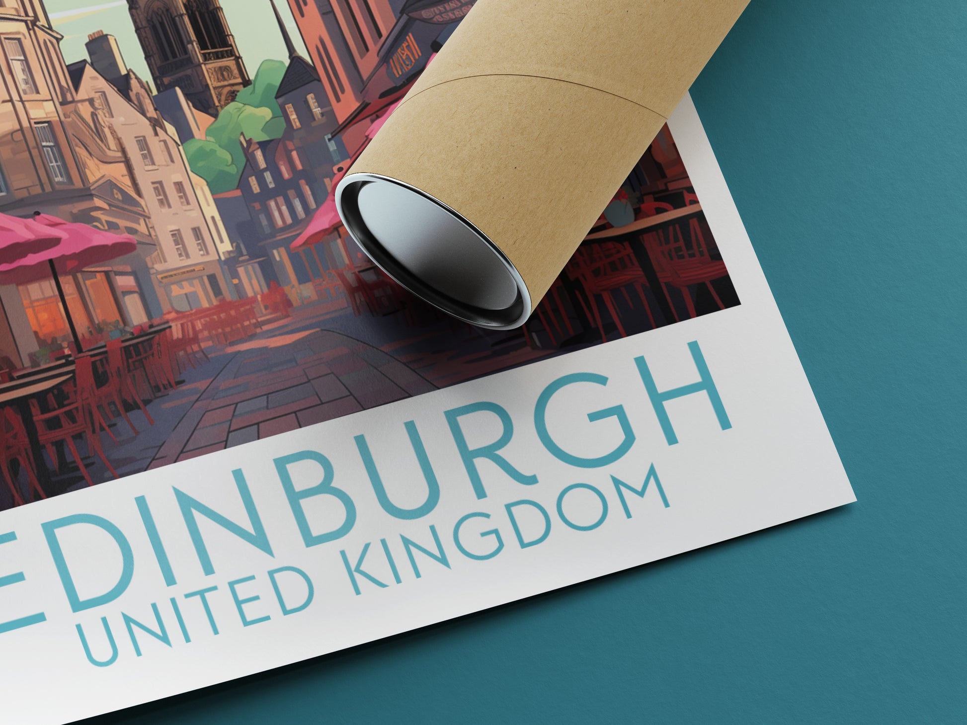 edinburgh travel poster rolled united kingdom