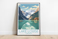 lake louise travel poster on the ground canada