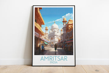 amritsar travel poster on the ground india