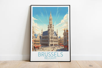 brussels travel poster on the ground belgium