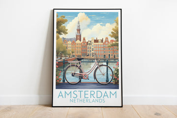 amsterdam travel poster on the ground netherlands