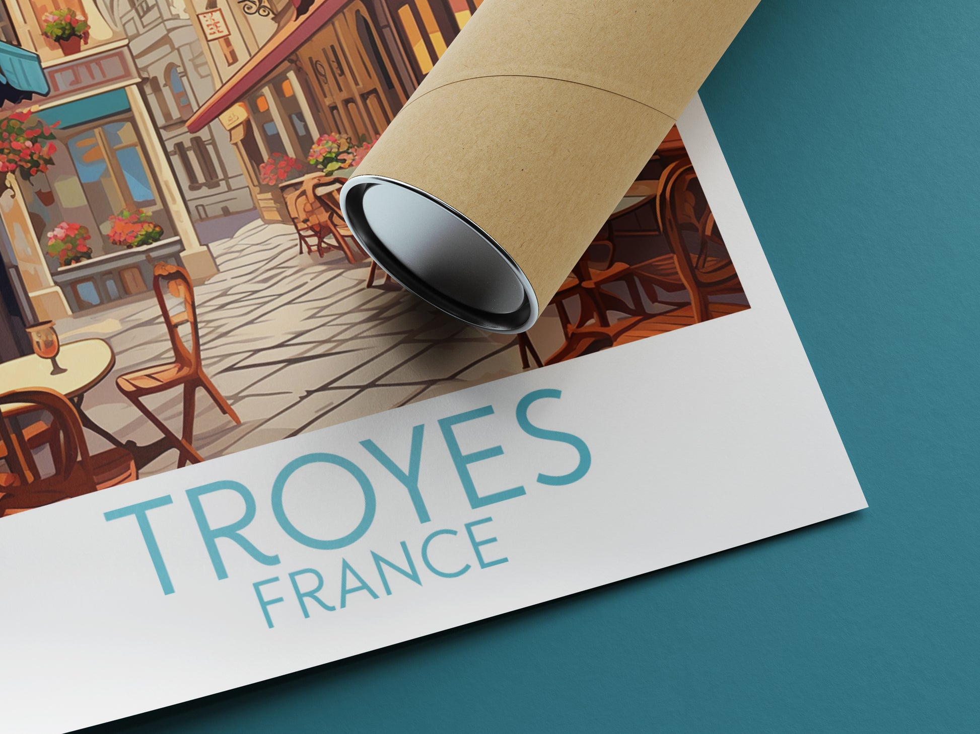 troyes travel poster rolled france