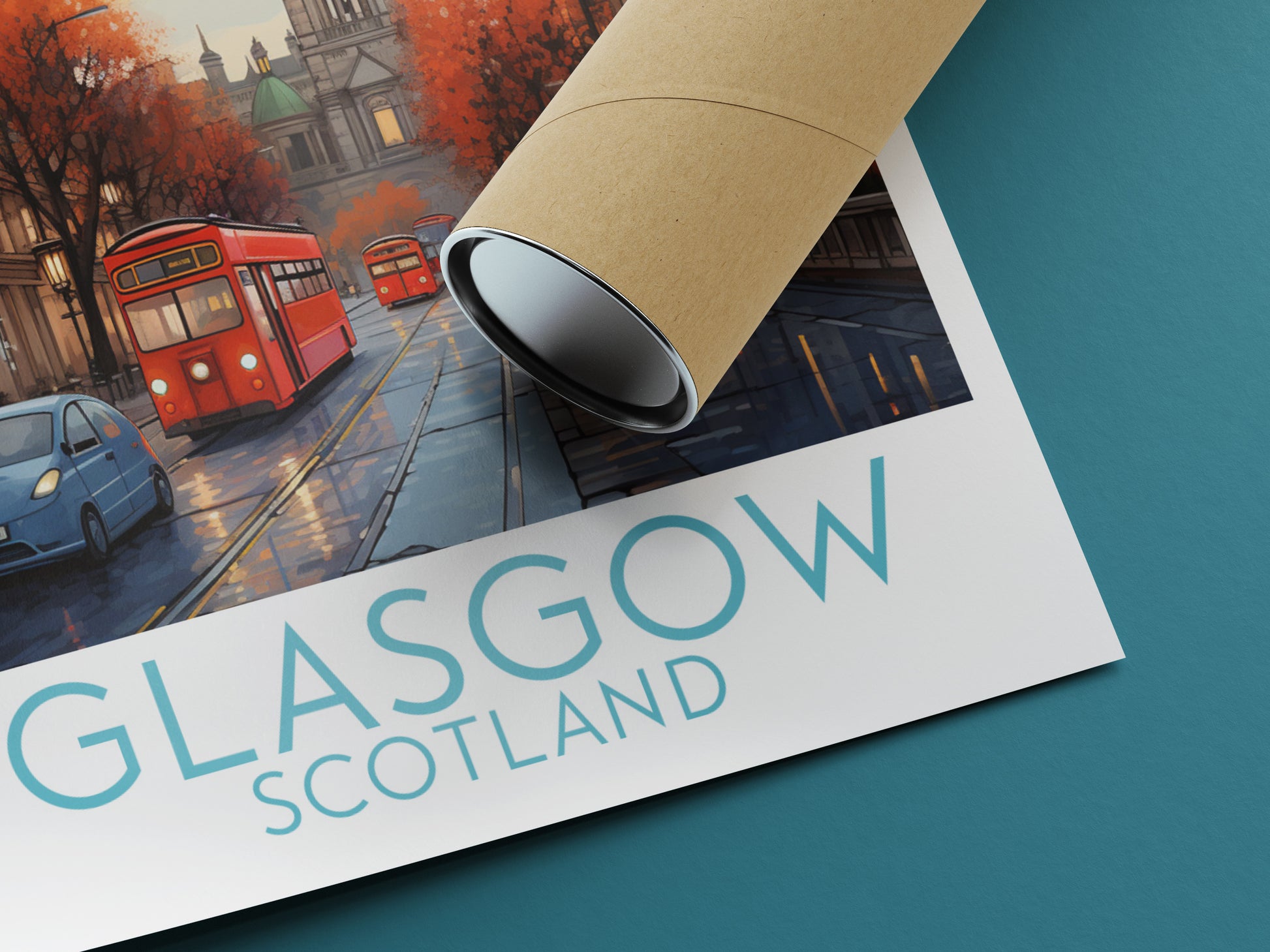 glasgow travel poster rolled scotland