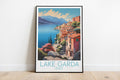 lake garda travel poster on the ground italy