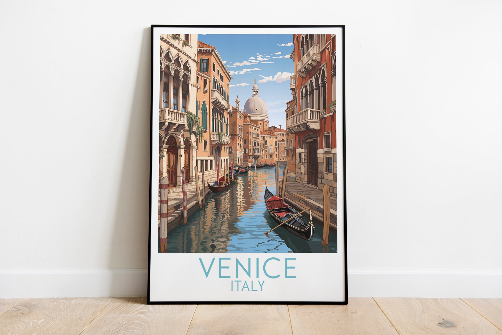 venice travel poster on the ground italy