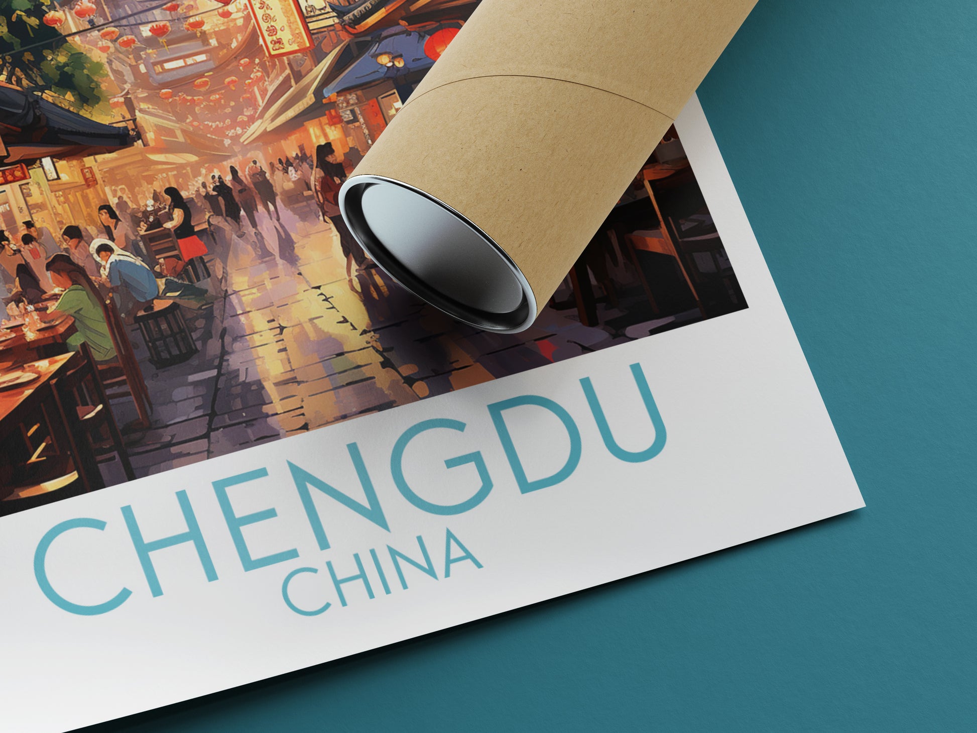 chengdu travel poster rolled china