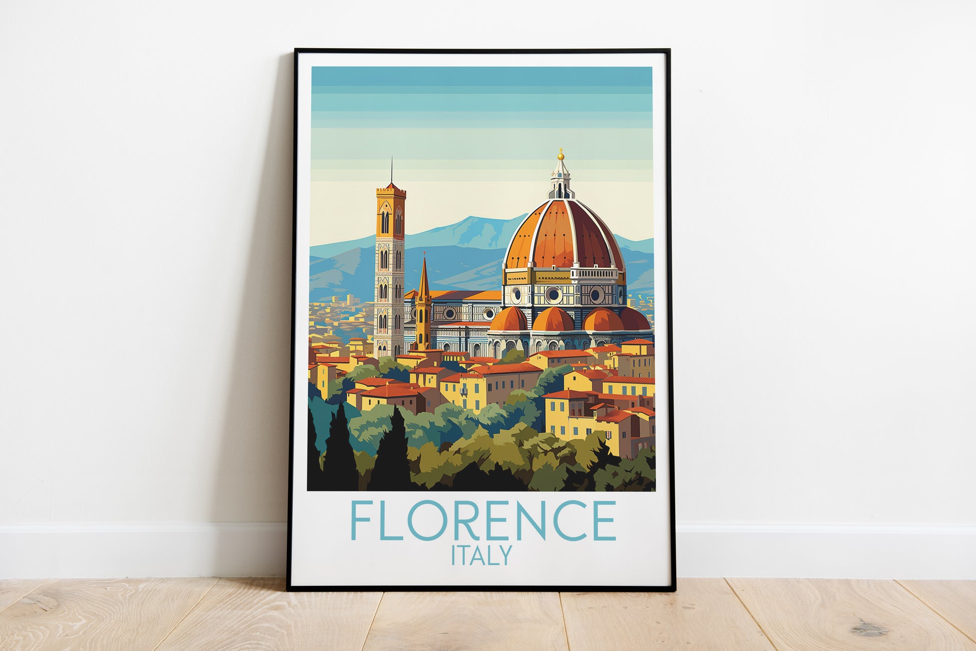 florence travel poster on the ground italy