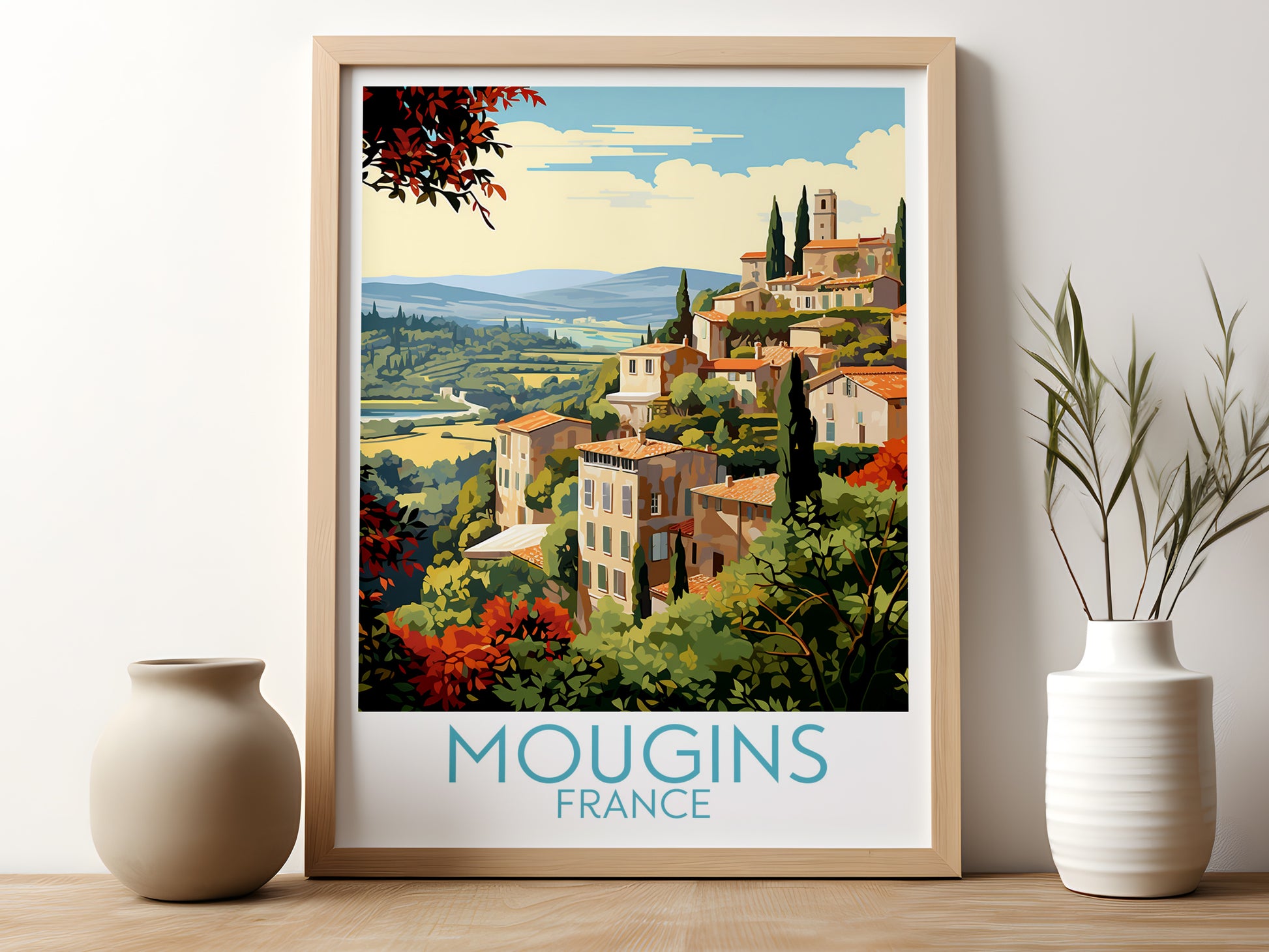 mougins travel poster for kitchen france