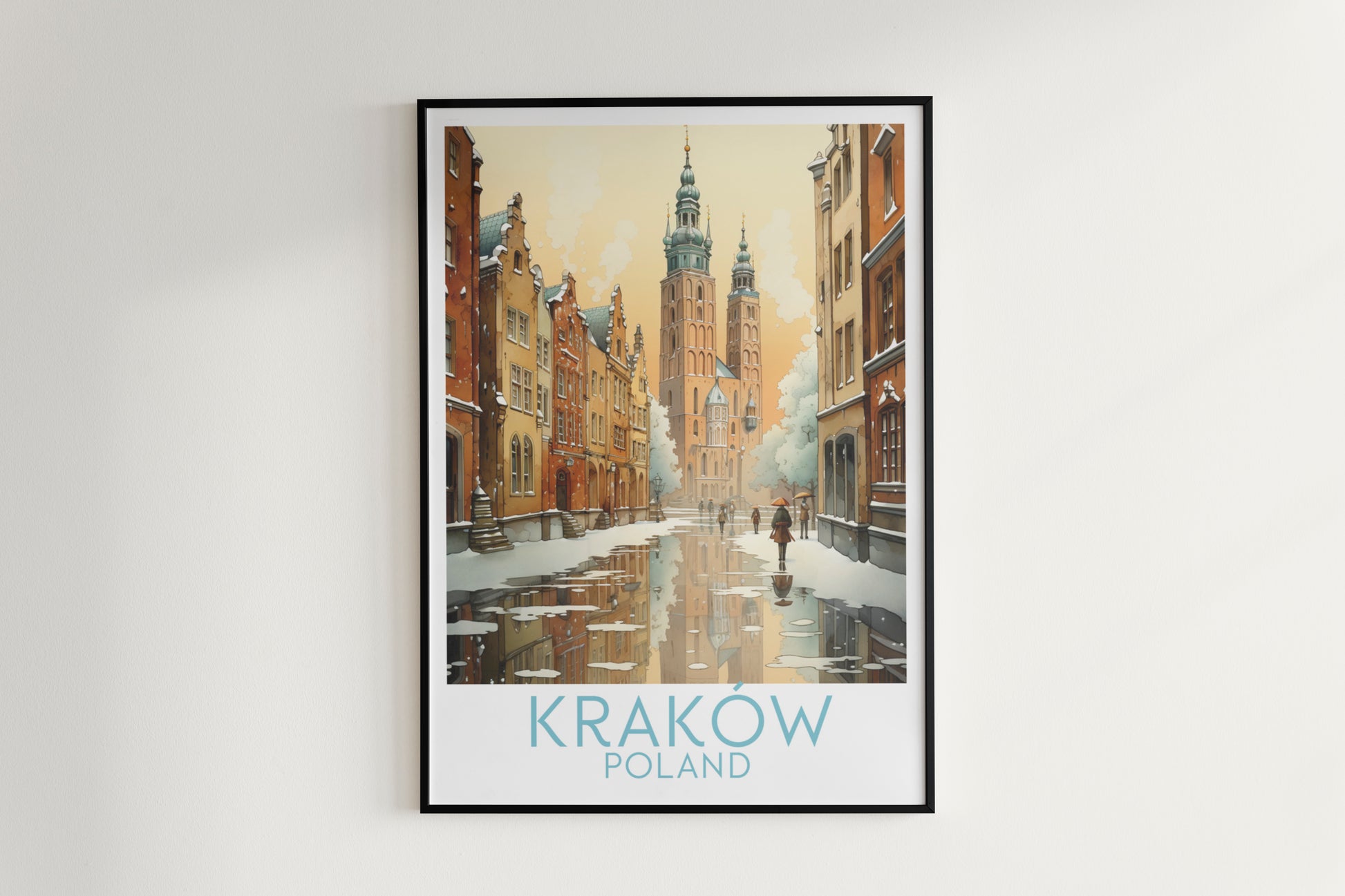 krakow travel poster hanged on the wall poland