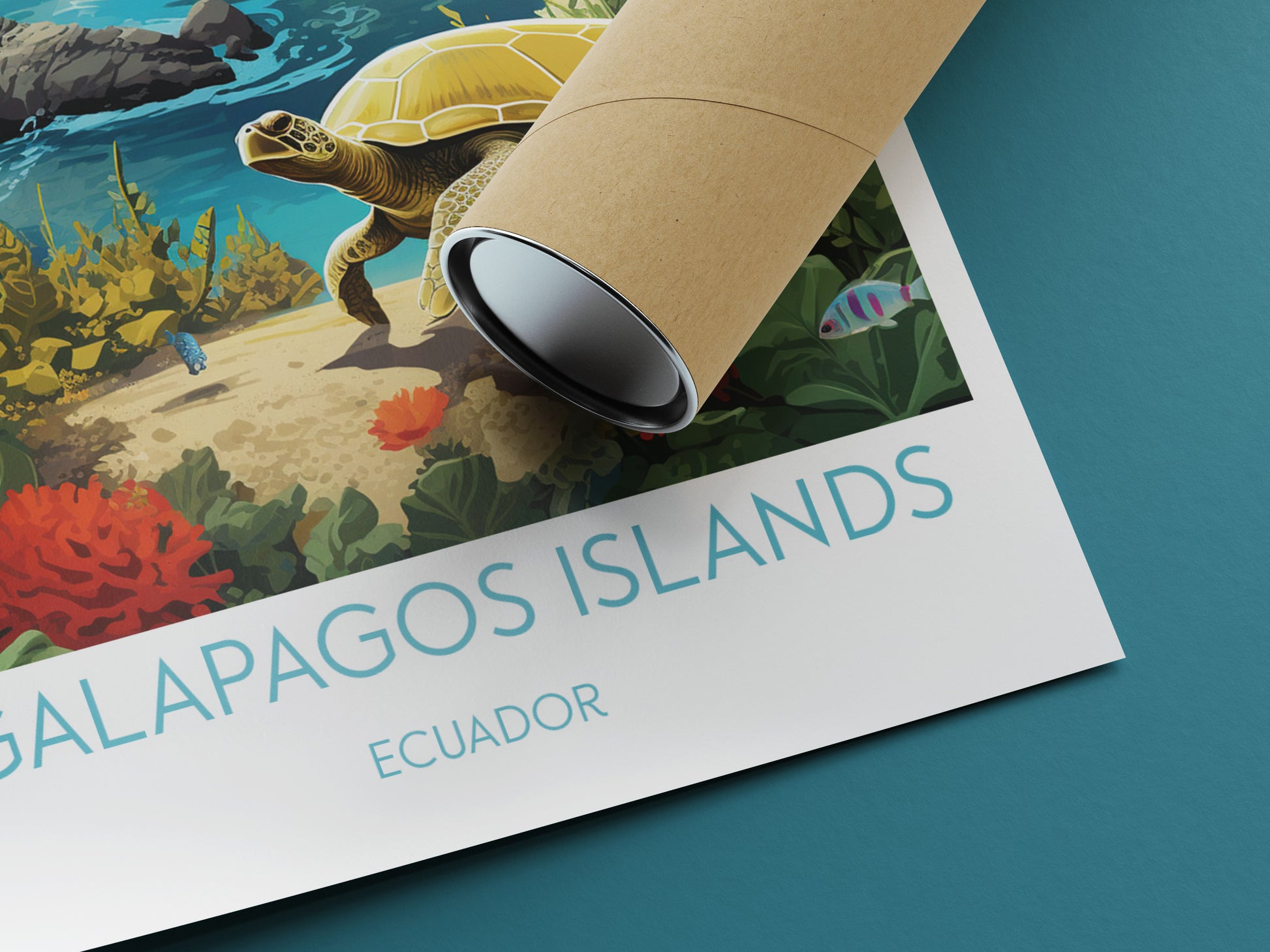 galapagos islands travel poster rolled ecuador