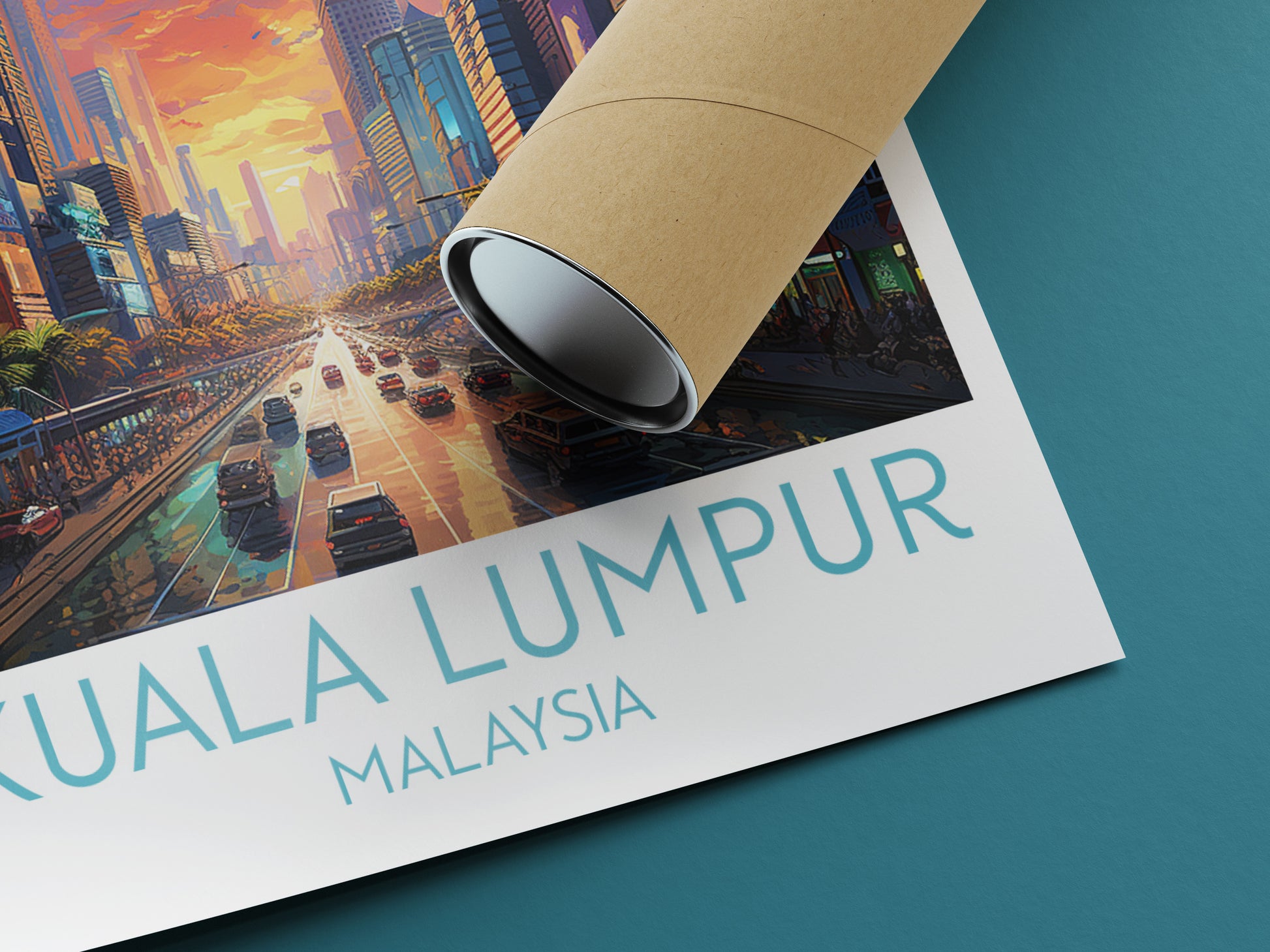 kuala lumpur travel poster rolled malaysia