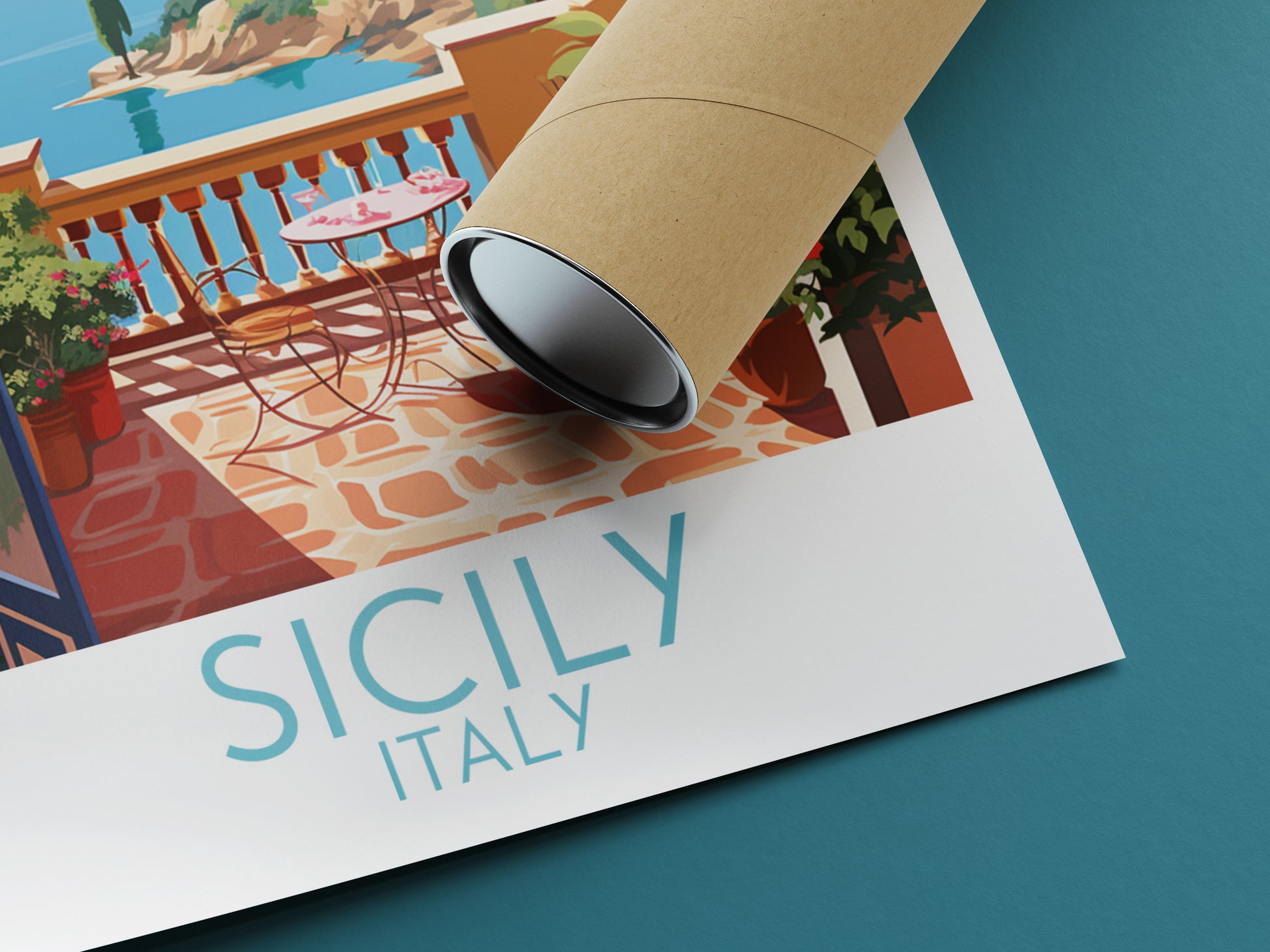 sicily travel poster rolled italy