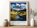 dolomites travel poster for kitchen italy