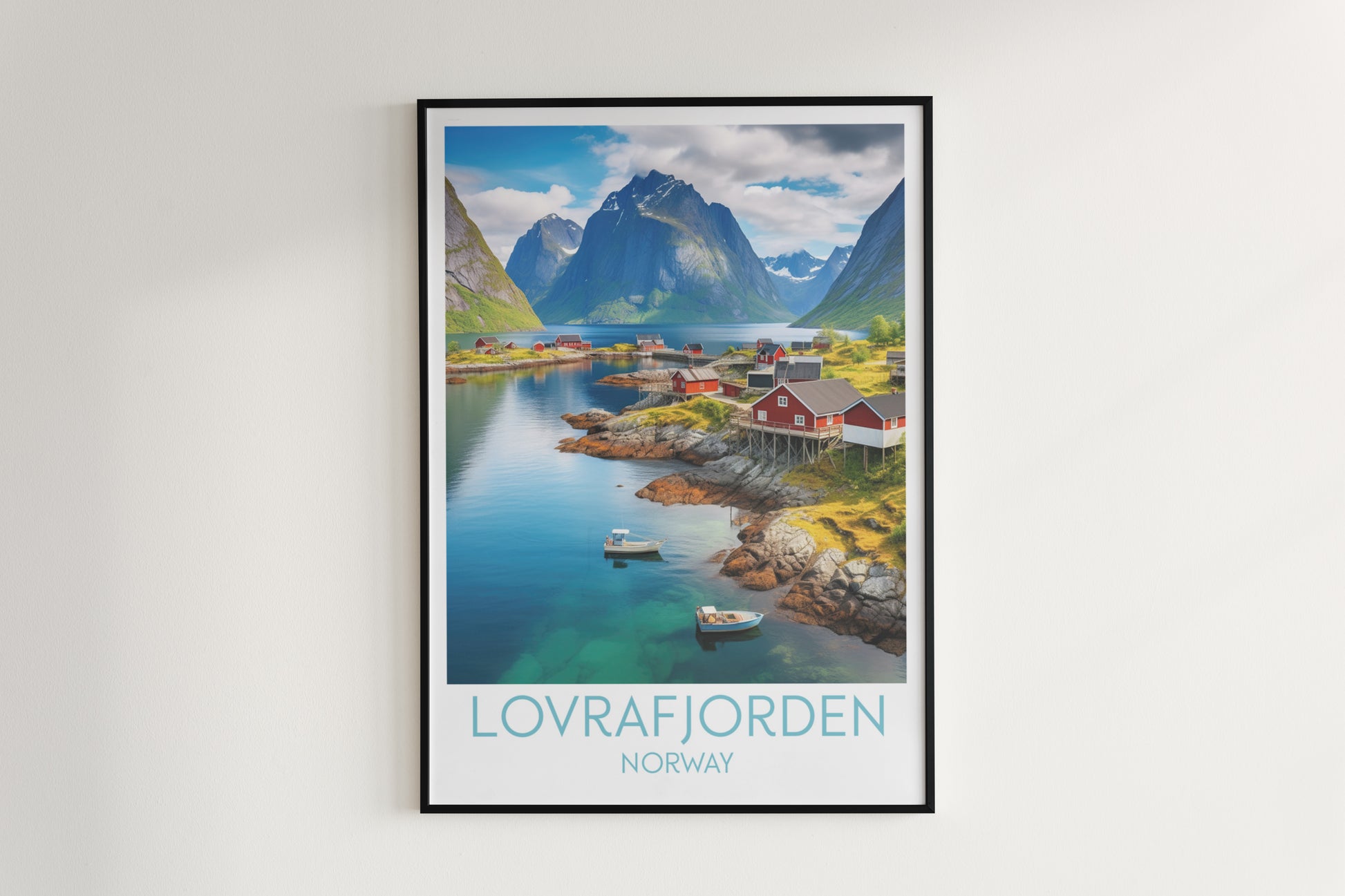 lovrafjorden travel poster hanged on the wall norway