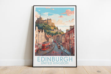 edinburgh travel poster on the ground united kingdom