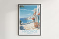 mykonos travel poster hanged on the wall greece