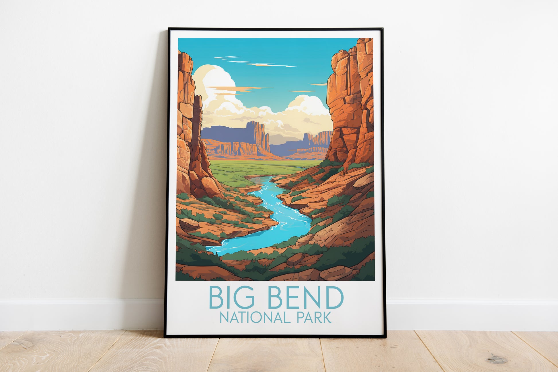 big bend travel poster on the ground national park