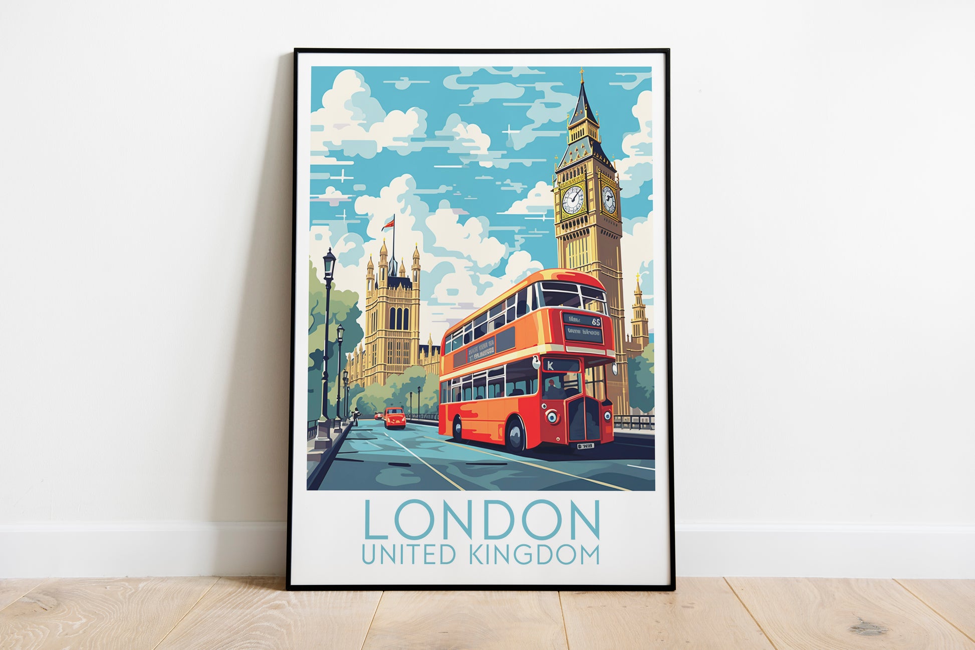 london travel poster on the ground united kingdom