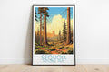 sequoia travel poster on the ground national park