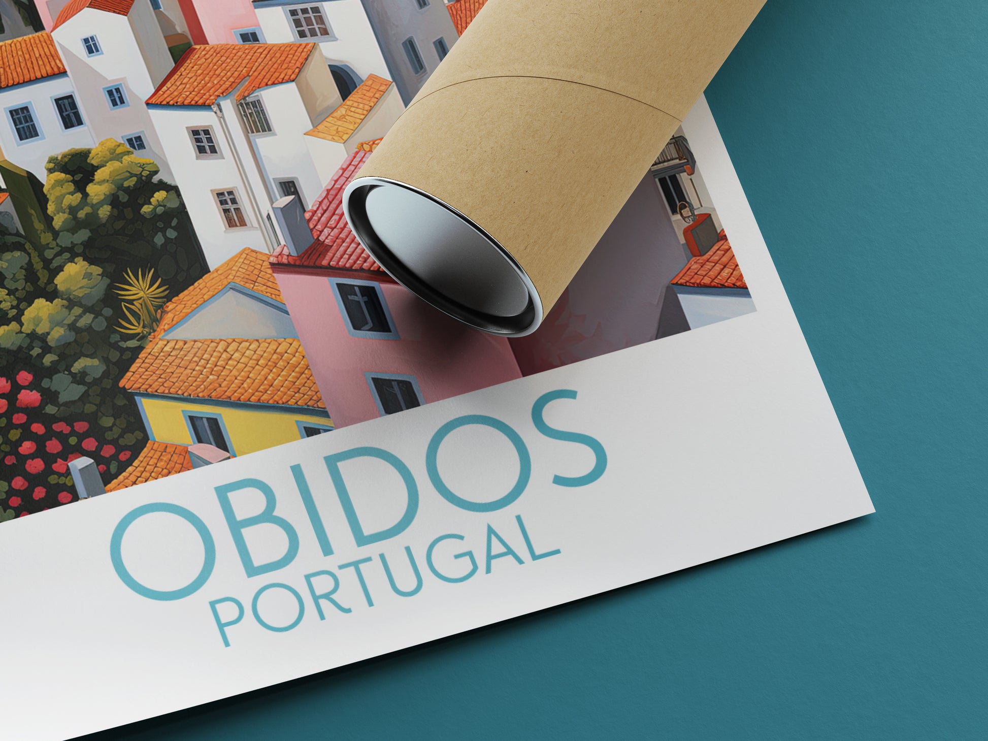 obidos travel poster rolled portugal