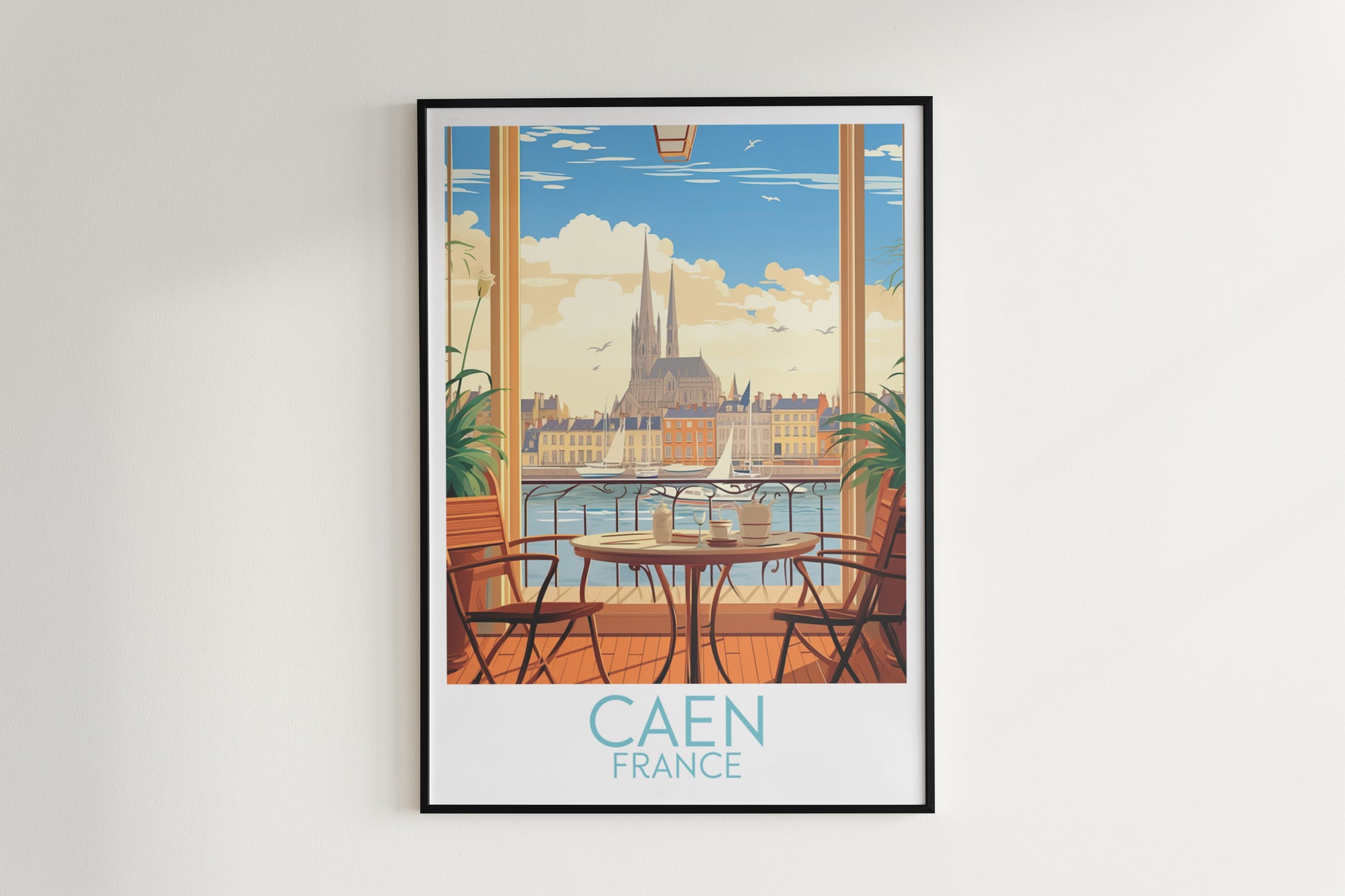 caen travel poster hanged on the wall france