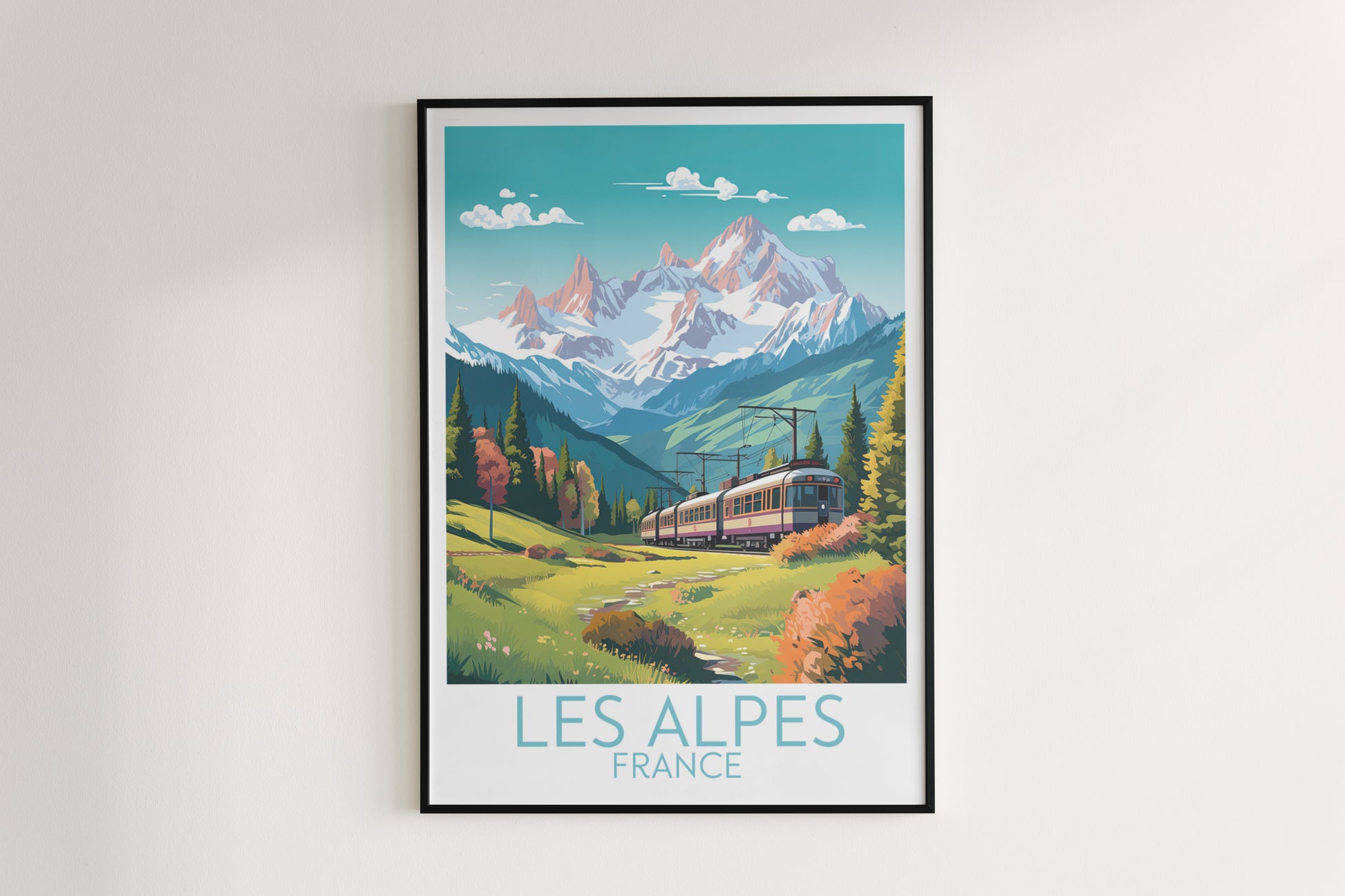 les alpes travel poster hanged on the wall france