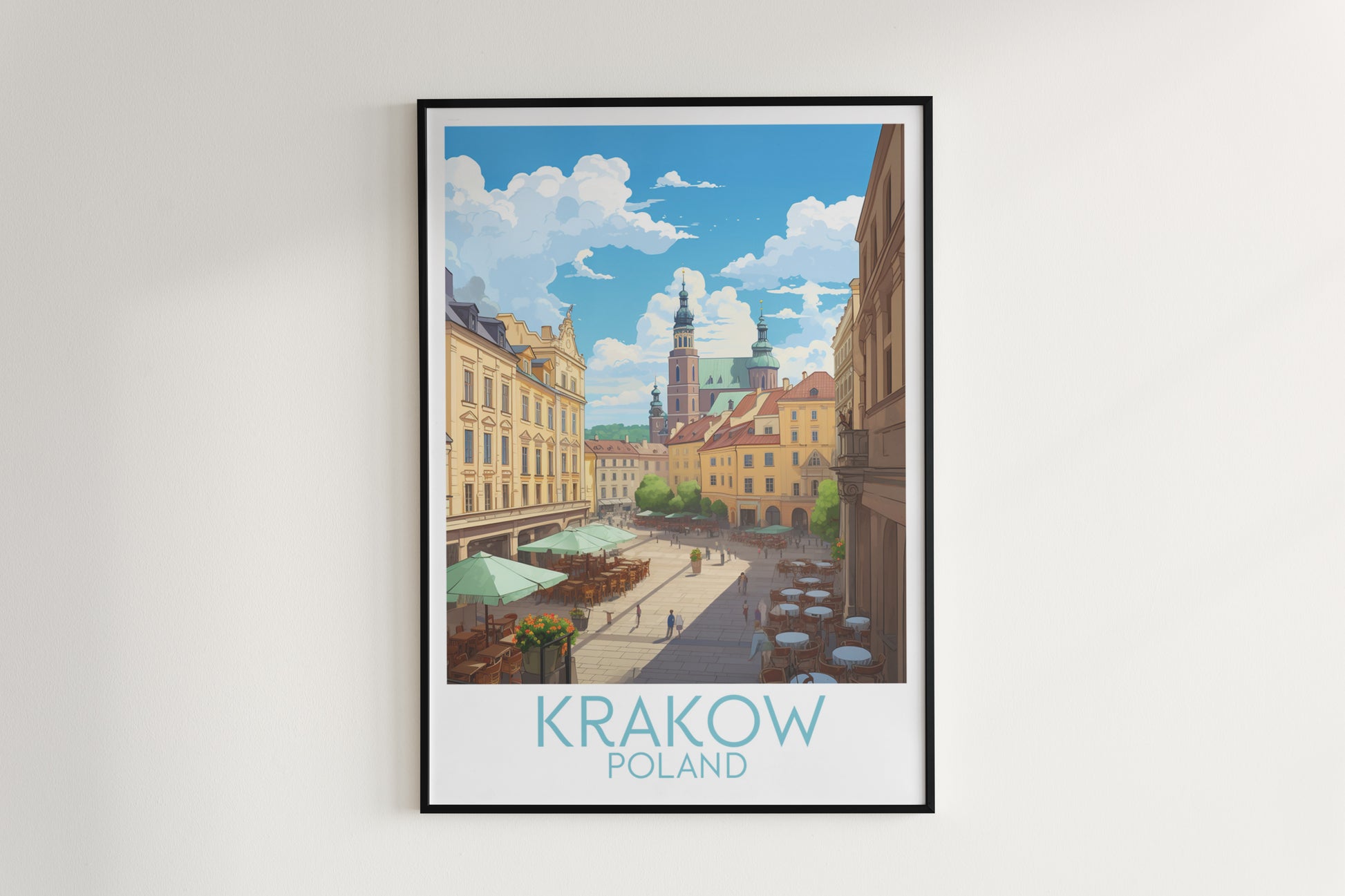 krakow travel poster hanged on the wall poland