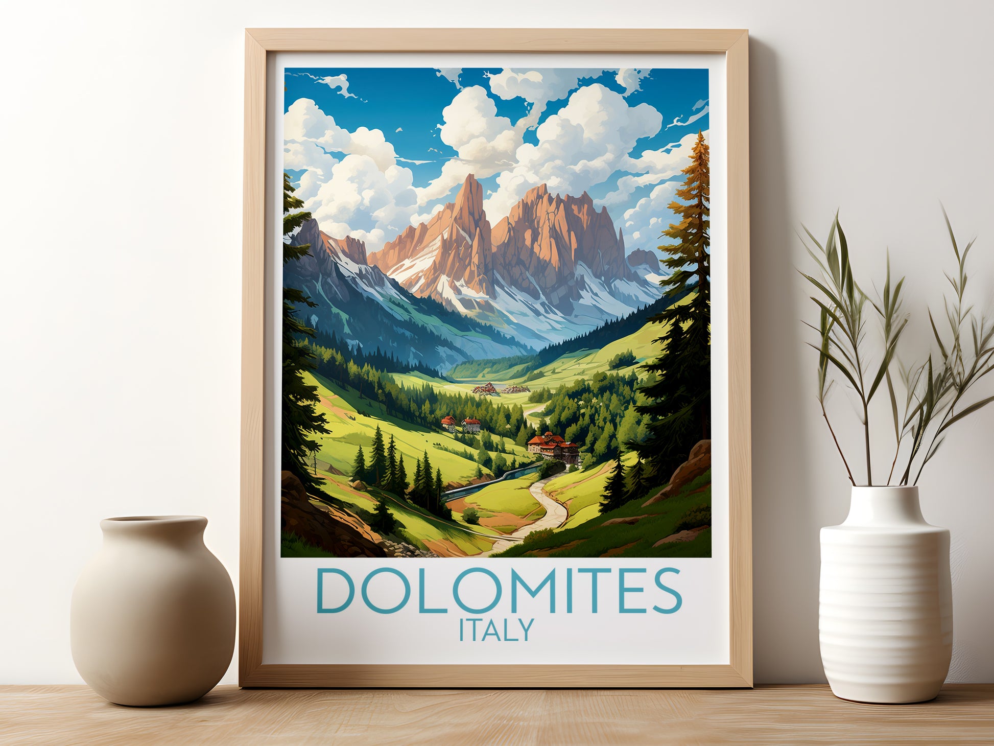 dolomites travel poster for kitchen italy