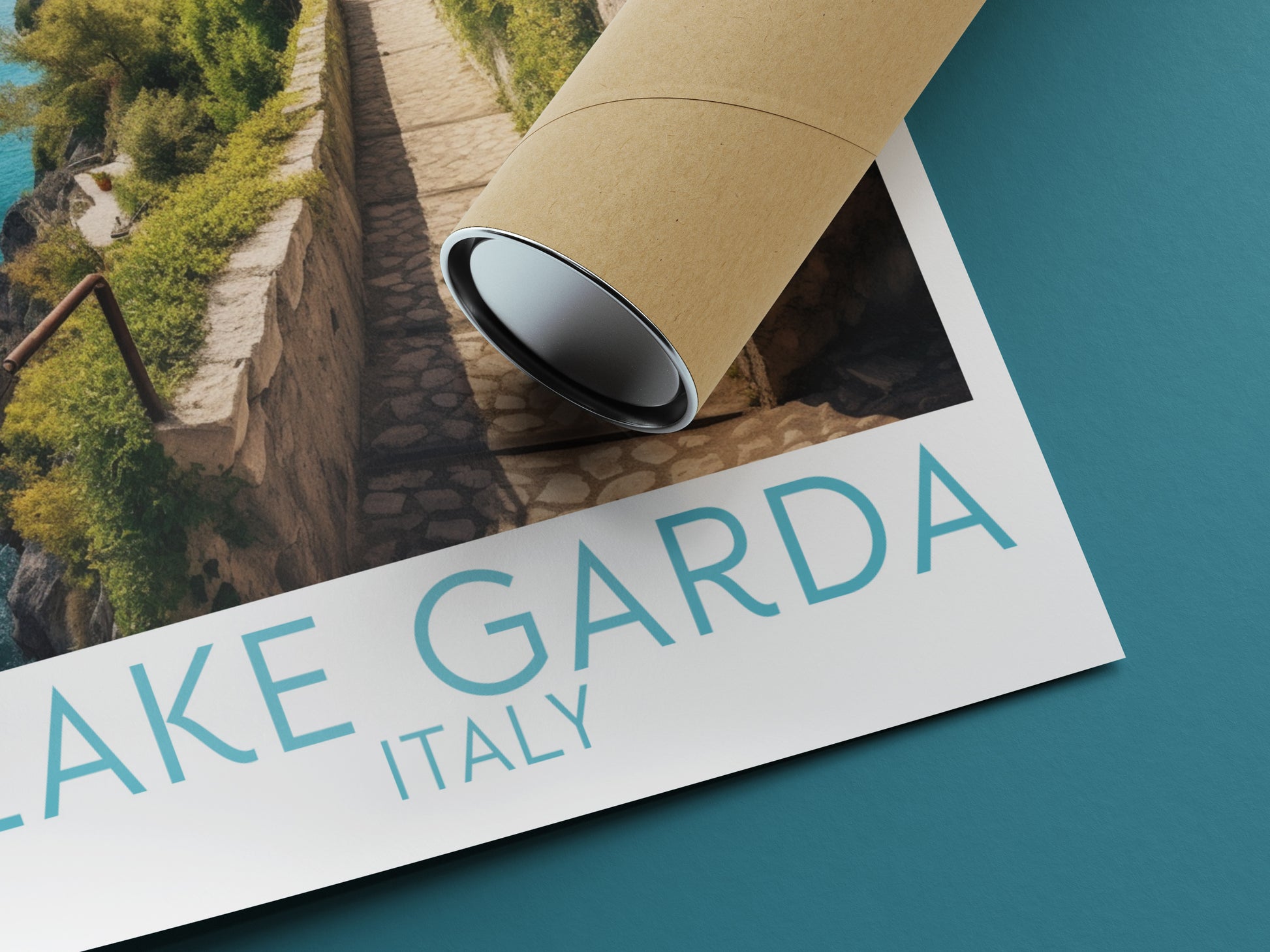 lake garda travel poster rolled italy