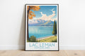 lac leman travel poster on the ground switzerland