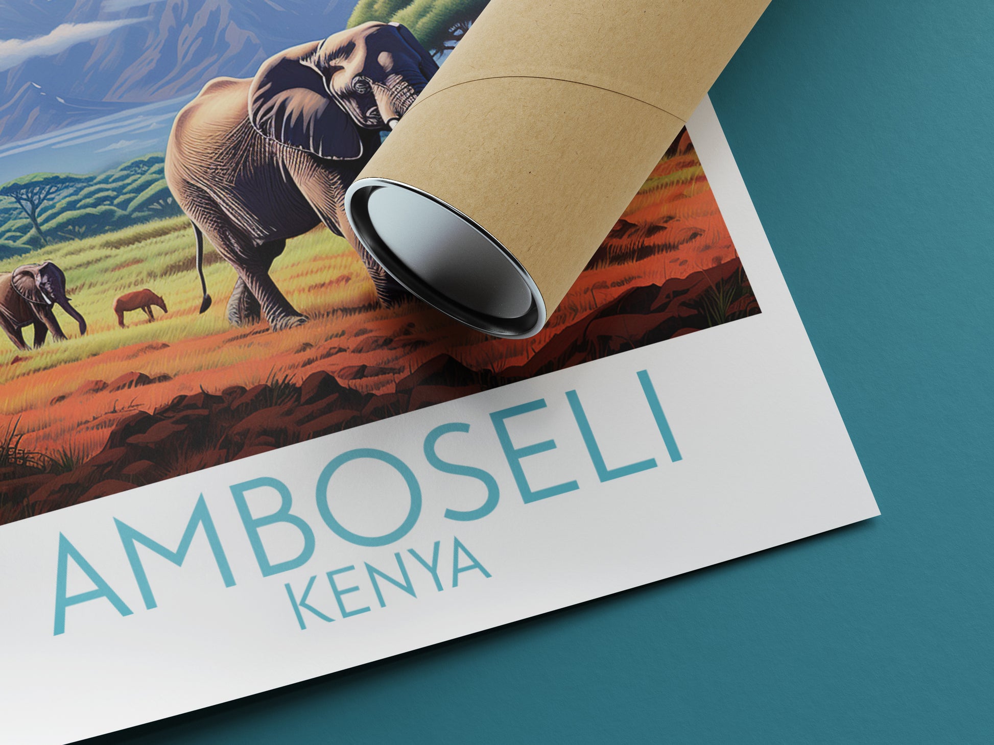 amboseli travel poster rolled kenya