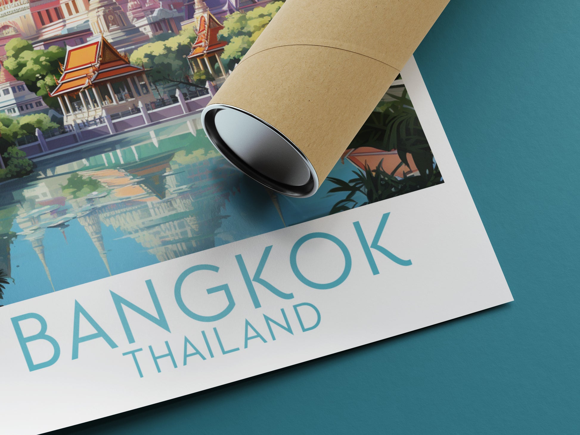 bangkok travel poster rolled thailand