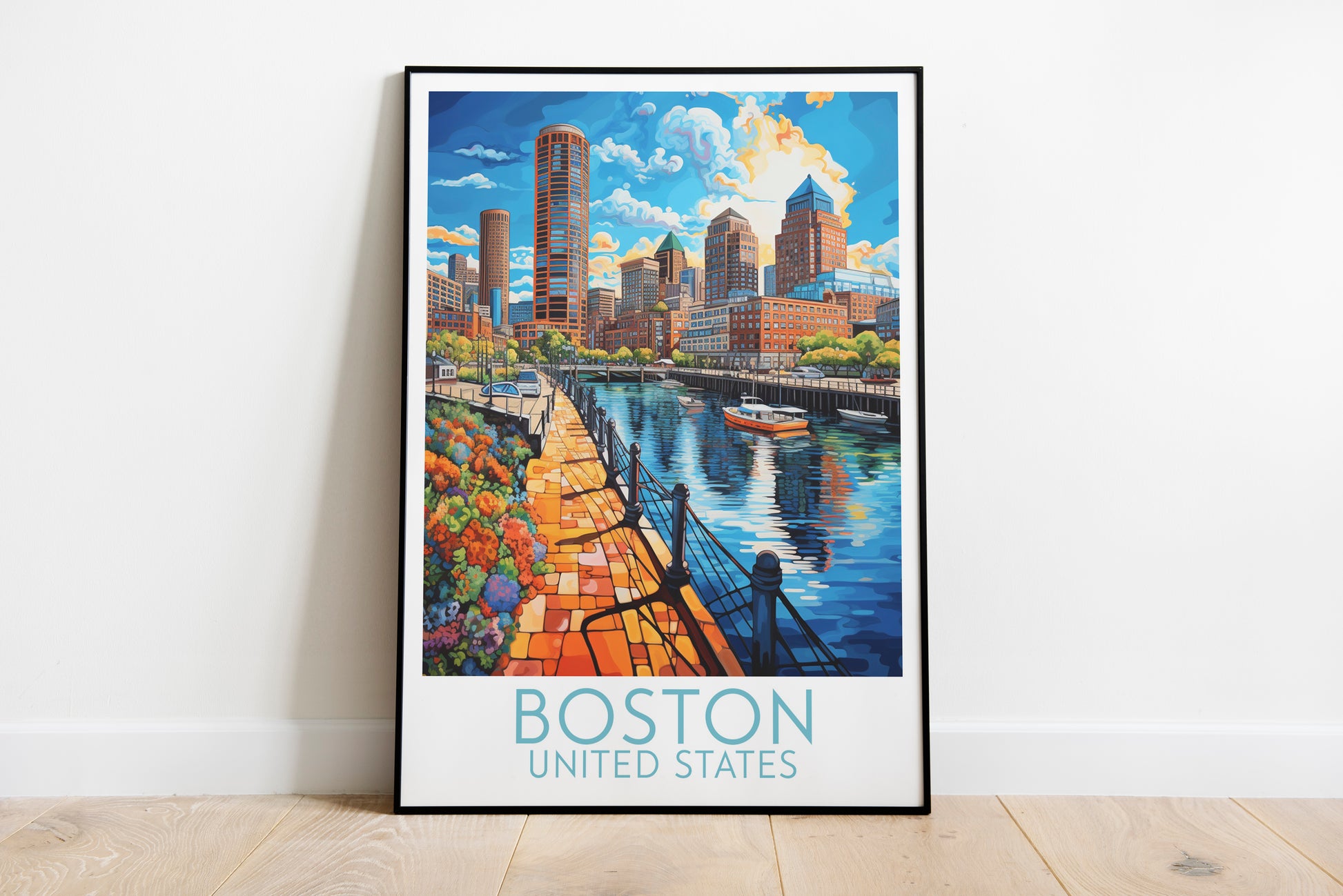 boston travel poster on the ground united states