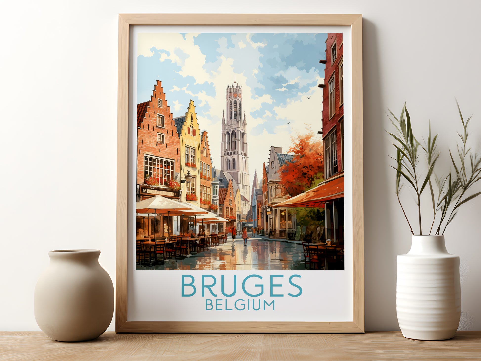 bruges travel poster for kitchen belgium