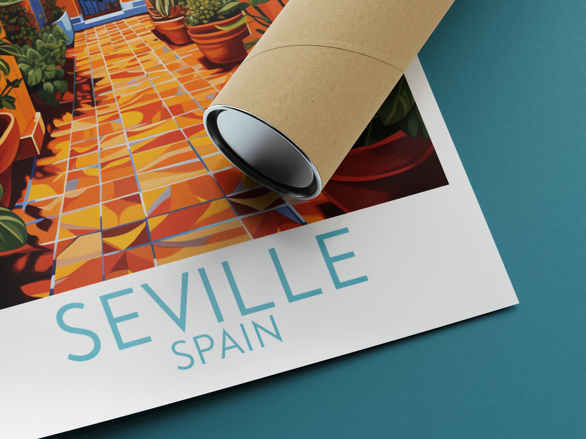 seville travel poster rolled spain