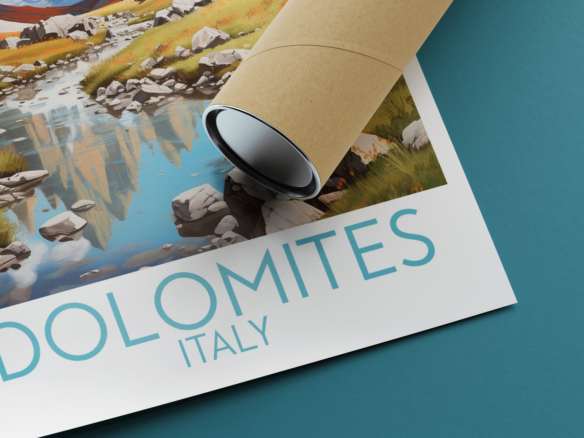 dolomites travel poster rolled italy