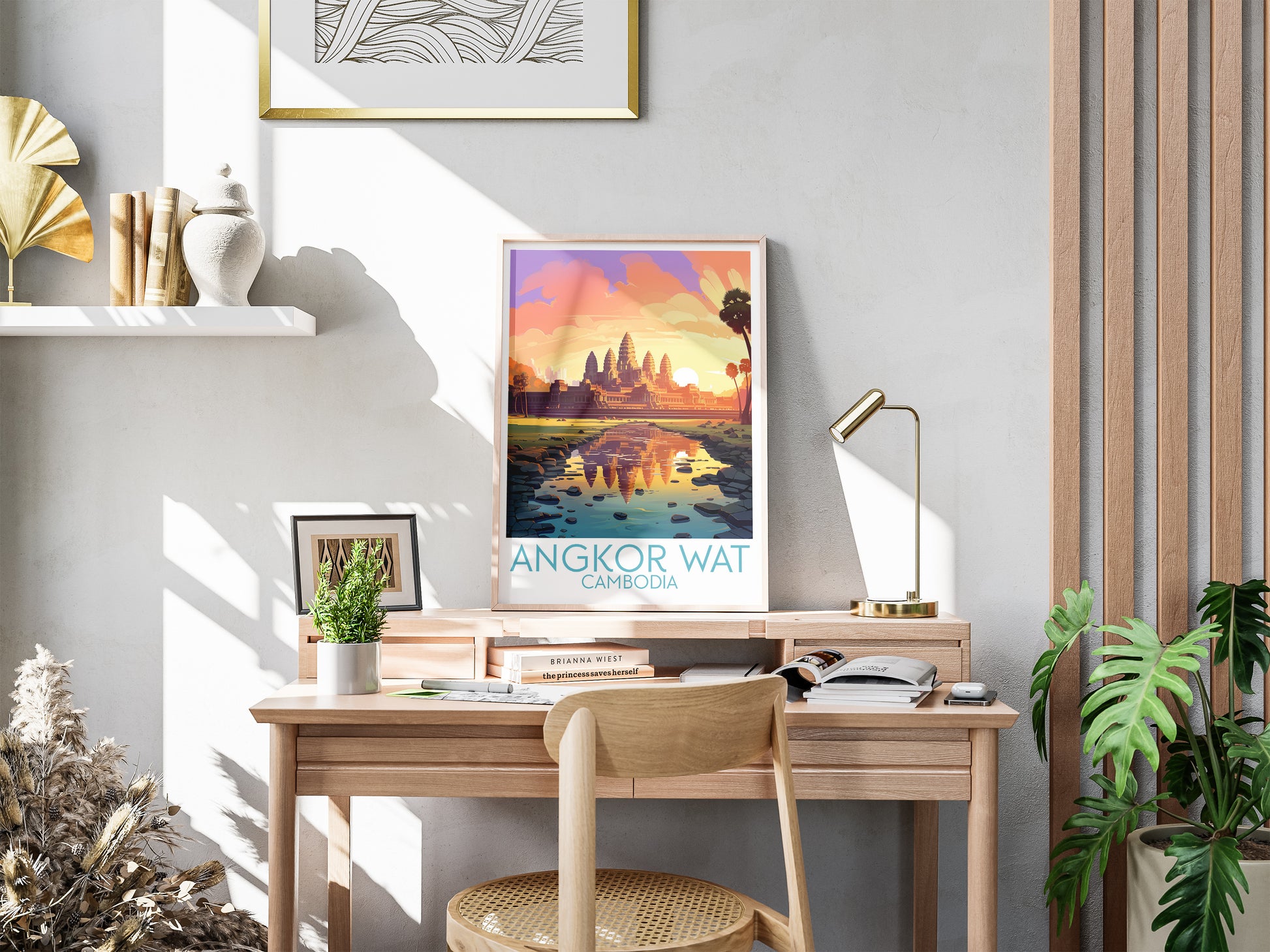 angkor wat travel poster for desk cambodia