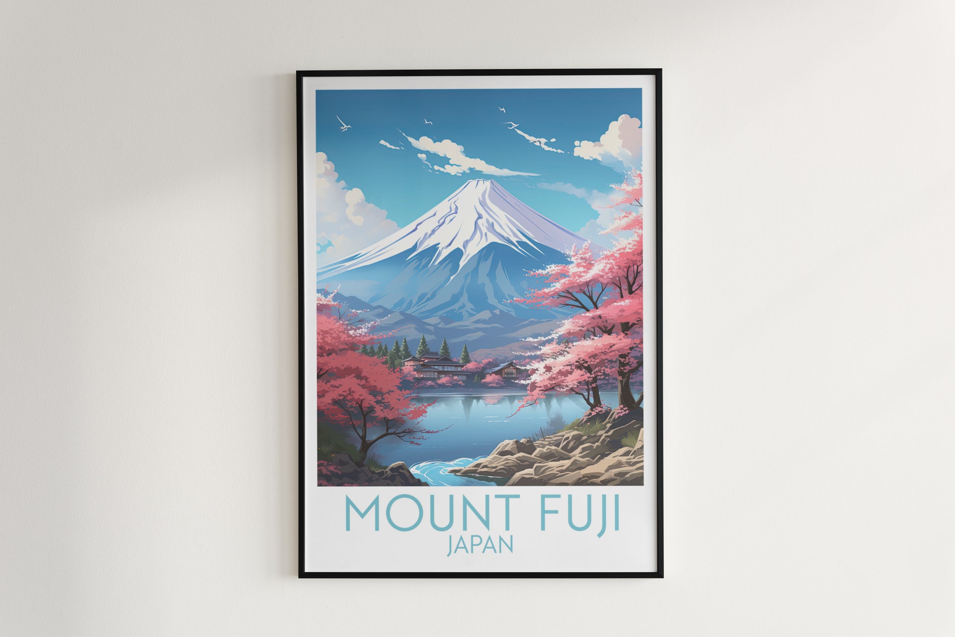 mount fuji travel poster hanged on the wall japan