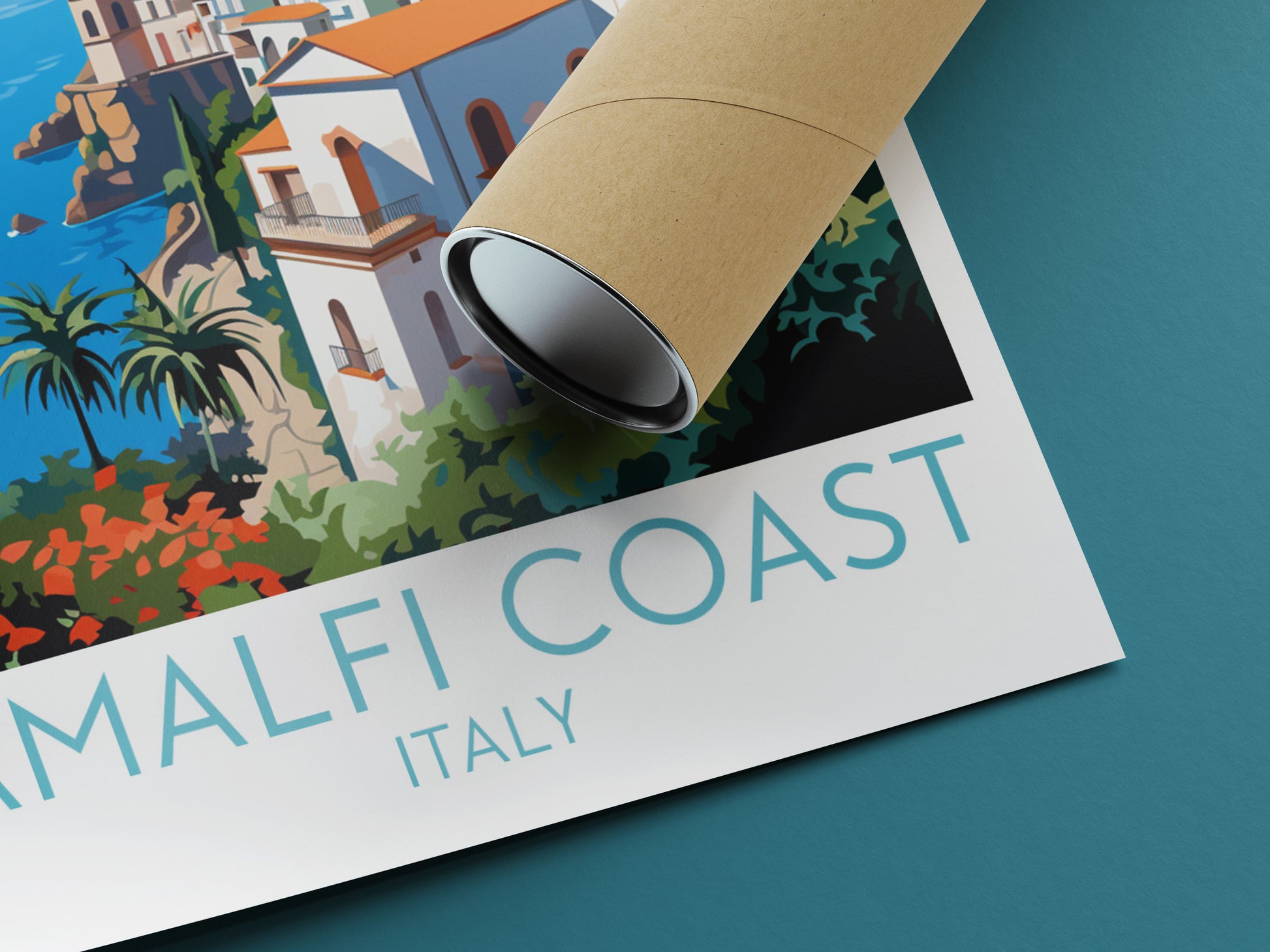 amalfi coast travel poster rolled italy