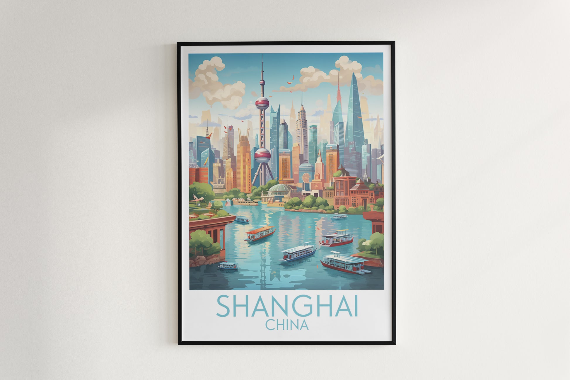 shanghai travel poster hanged on the wall china