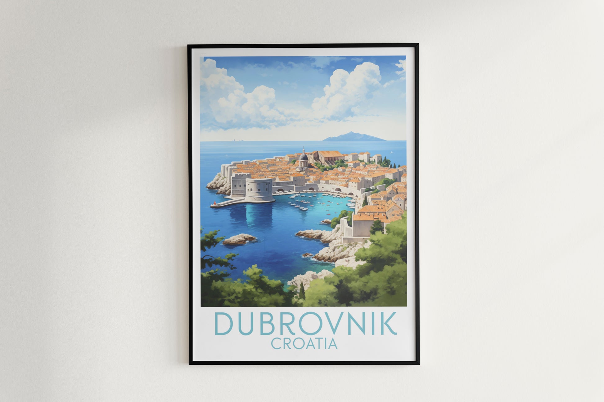 dubrovnik travel poster hanged on the wall croatia